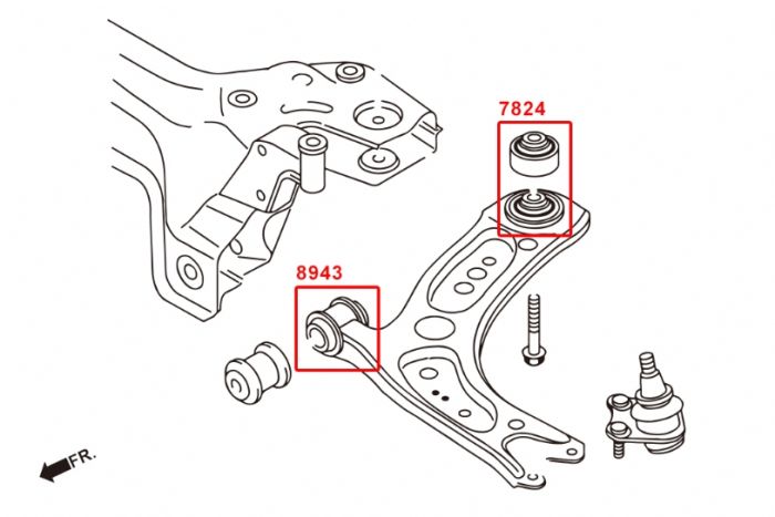 HARDRACE FRONT LOWER ARM-FRONT BUSHING AUDI, SKODA, VOLKSWAGEN